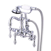 Clawfoot Tub Faucet, Heirloom, Three-Handle with Hand Shower in Polished Chrome