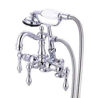 Clawfoot Tub Faucet, Heirloom, Three-Handle with Hand Shower in Polished Chrome