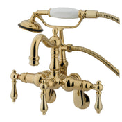 Clawfoot Tub Faucet, Heirloom, Three-Handle with Hand Shower in Polished Brass