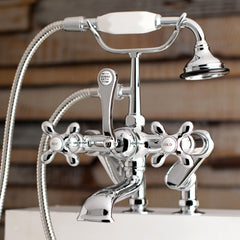 Clawfoot Tub Faucet, Heirloom, Three-Handle with Hand Shower in Polished Chrome