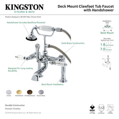 Clawfoot Tub Faucet, Heirloom, Three-Handle with Hand Shower in Polished Chrome