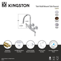 Clawfoot Tub Faucet, Heirloom, Two-Handle 2-Hole in Polished Chrome