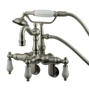 Clawfoot Tub Faucet, Heirloom, Wall Mount with Hand Shower in Brushed Nickel