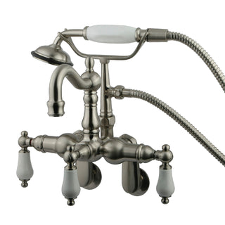 Clawfoot Tub Faucet, Heirloom, Wall Mount with Hand Shower in Brushed Nickel