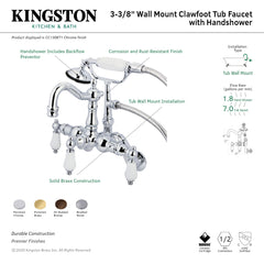Clawfoot Tub Faucet, Heirloom, Wall Mount with Hand Shower in Oil Rubbed Bronze