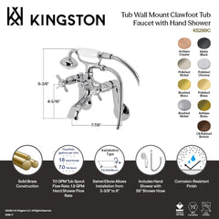 Clawfoot Tub Faucet, Heirloom, Wall Mount with Hand Shower in Polished Chrome