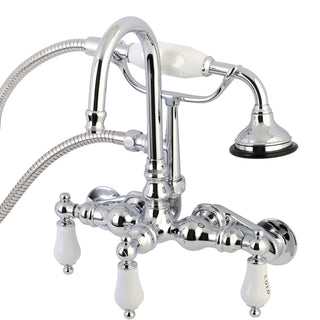 Clawfoot Tub Faucet, Heirloom, Wall Mount with Hand Shower in Polished Chrome