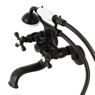 Clawfoot Tub Faucet, Kingston, 3 Handle, Wall Mount, Oil Rubbed Bronze