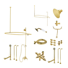 Clawfoot Tub Faucet Package, Heirloom, Three-Handle in Polished Brass