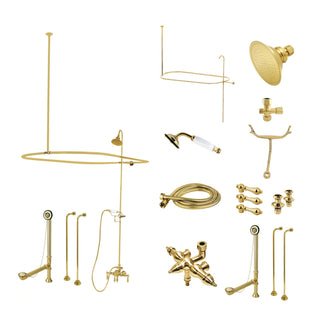 Clawfoot Tub Faucet Package, Heirloom, Three-Handle in Polished Brass