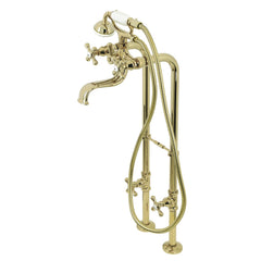 Clawfoot Tub Faucet Package, Heirloom, Three-Handle with Hand Shower in Polished Brass