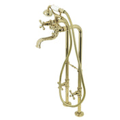 Clawfoot Tub Faucet Package, Heirloom, Three-Handle with Hand Shower in Polished Brass