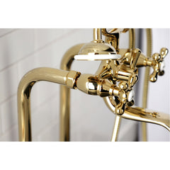 Clawfoot Tub Faucet Package, Heirloom, Three-Handle with Hand Shower in Polished Brass