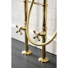 Clawfoot Tub Faucet Package, Heirloom, Three-Handle with Hand Shower in Polished Brass