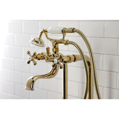 Clawfoot Tub Faucet Package, Heirloom, Three-Handle with Hand Shower in Polished Brass