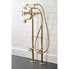 Clawfoot Tub Faucet Package, Heirloom, Three-Handle with Hand Shower in Polished Brass
