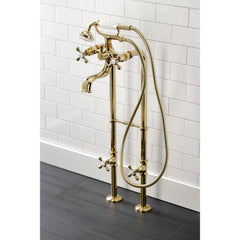 Clawfoot Tub Faucet Package, Heirloom, Three-Handle with Hand Shower in Polished Brass