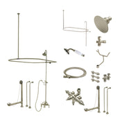 Clawfoot Tub Faucet Package, Heirloom, Three-Handle with Shower in Brushed Nickel