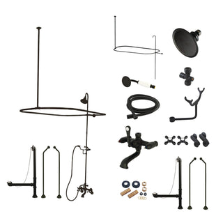 Clawfoot Tub Faucet Package, Heirloom, Wall Mount with Shower in Matte Black