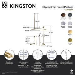 Clawfoot Tub Faucet Package, Heirloom, Wall Mount with Shower in Matte Black