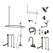 Clawfoot Tub Faucet Package, Vintage, Three-Handle, Tub Wall Mount, Oil Rubbed Bronze
