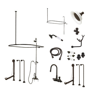 Clawfoot Tub Faucet Package, Vintage, Three-Handle, Tub Wall Mount, Oil Rubbed Bronze