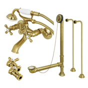 Clawfoot Tub Faucet Package, Vintage, Two-Handle, Wall Mount, Satin Brass