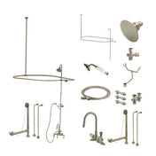 Clawfoot Tub Faucet Package, Vintage, Wall Mount, 3-Handle, Brass, Brushed Nickel
