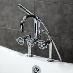 Clawfoot Tub Faucet, Sona, Deck-Mount with Hand Shower in Polished Chrome