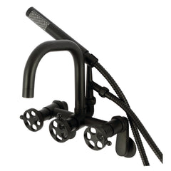 Clawfoot Tub Faucet, Sona, Three-Handle with Hand Shower in Matte Black