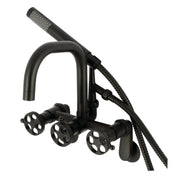 Clawfoot Tub Faucet, Sona, Three-Handle with Hand Shower in Matte Black