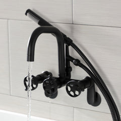 Clawfoot Tub Faucet, Sona, Three-Handle with Hand Shower in Matte Black