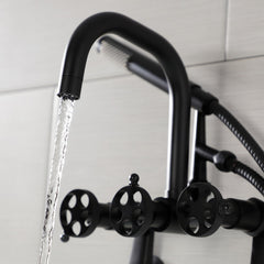 Clawfoot Tub Faucet, Sona, Three-Handle with Hand Shower in Matte Black