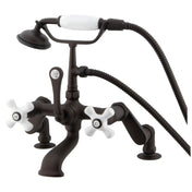 Clawfoot Tub Faucet, Vintage, Three-Handle 2-Hole in Oil Rubbed Bronze