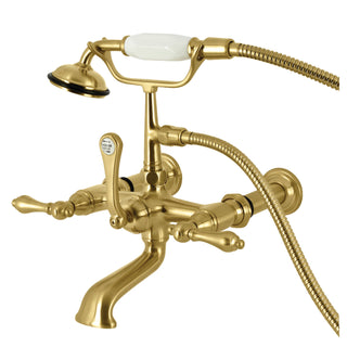 Clawfoot Tub Faucet, Vintage, Three-Handle, Wall Mount, Brushed Brass