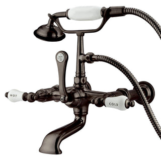 Clawfoot Tub Faucet, Vintage, Three-Handle, Wall Mount, Hand Shower, Oil Rubbed Bronze