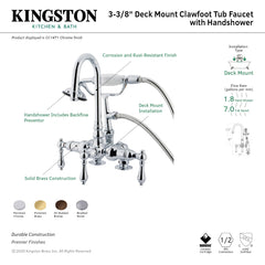 Clawfoot Tub Faucet, Vintage, Three-Handle with Hand Shower in Polished Brass