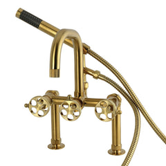 Clawfoot Tub Faucet, Webb, Three-Handle with Hand Shower in Brushed Brass