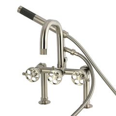 Clawfoot Tub Faucet, Webb, Three-Handle with Hand Shower in Brushed Nickel
