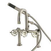 Clawfoot Tub Faucet, Webb, Three-Handle with Hand Shower in Brushed Nickel