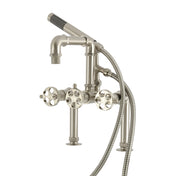 Clawfoot Tub Faucet, Webb, Three-Handle with Hand Shower in Brushed Nickel