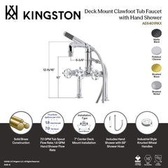 Clawfoot Tub Faucet, Webb, Three-Handle with Hand Shower in Brushed Nickel