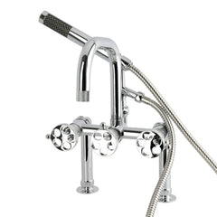 Clawfoot Tub Faucet, Webb, Three-Handle with Hand Shower in Polished Chrome