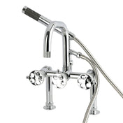 Clawfoot Tub Faucet, Webb, Three-Handle with Hand Shower in Polished Chrome
