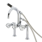 Clawfoot Tub Faucet, Webb, Three-Handle with Hand Shower in Polished Chrome