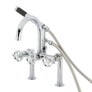 Clawfoot Tub Faucet, Webb, Three-Handle with Hand Shower in Polished Chrome