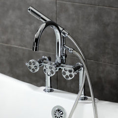 Clawfoot Tub Faucet, Webb, Three-Handle with Hand Shower in Polished Chrome