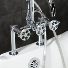 Clawfoot Tub Faucet, Webb, Three-Handle with Hand Shower in Polished Chrome