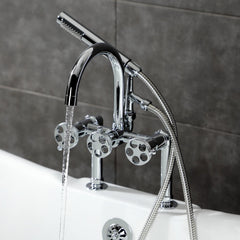 Clawfoot Tub Faucet, Webb, Three-Handle with Hand Shower in Polished Chrome