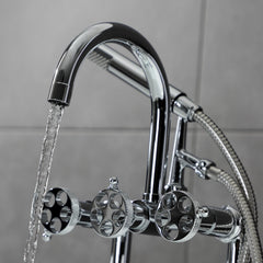 Clawfoot Tub Faucet, Webb, Three-Handle with Hand Shower in Polished Chrome
